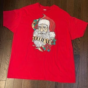 Holiday Time T-Shirt. Size 3XL “Believe”. Red.